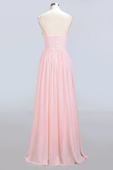 Chiffon Spaghetti-Straps Sleeveless Affordable Bridesmaid Dress Online-27dress